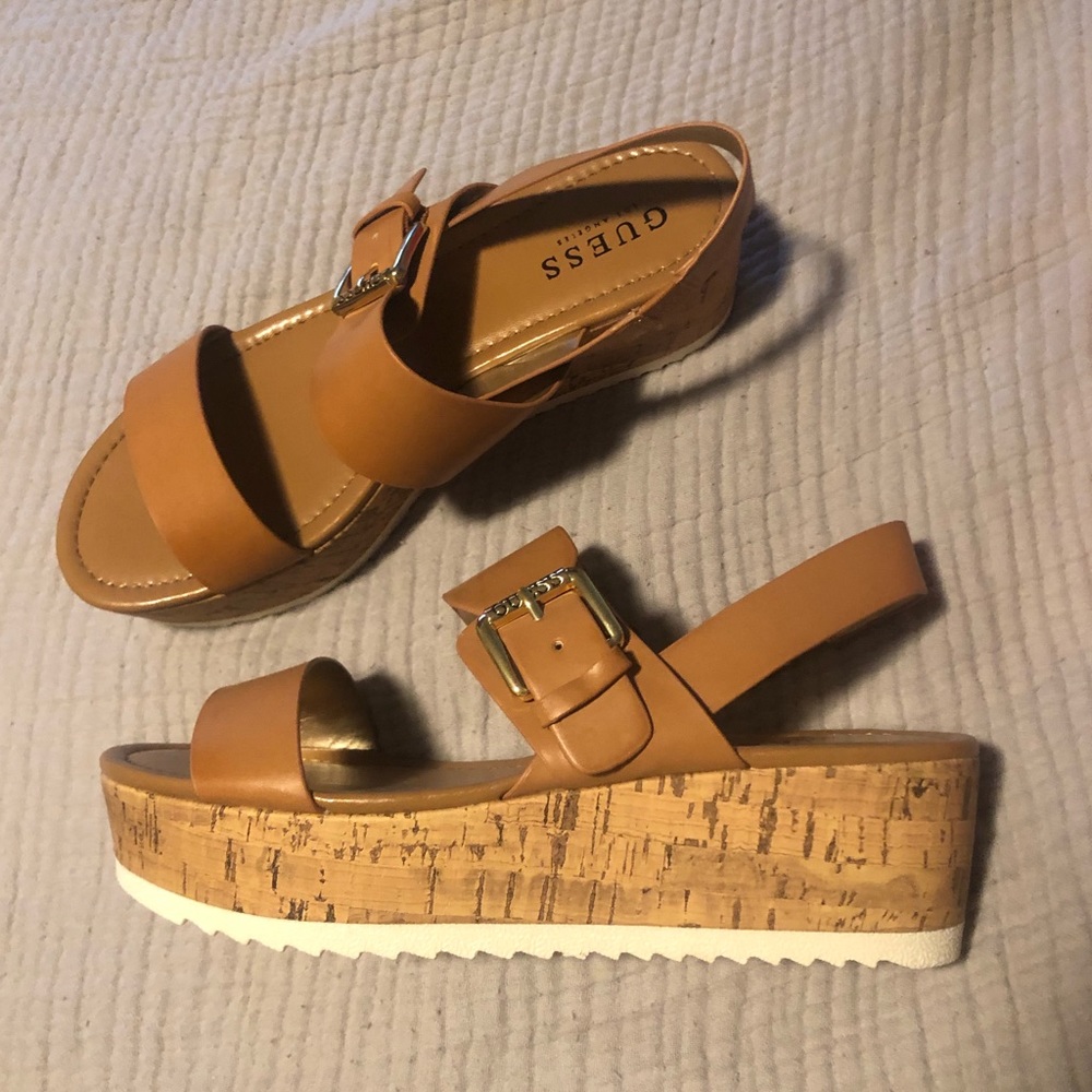 GUESS Factory, brown espadrille sandals